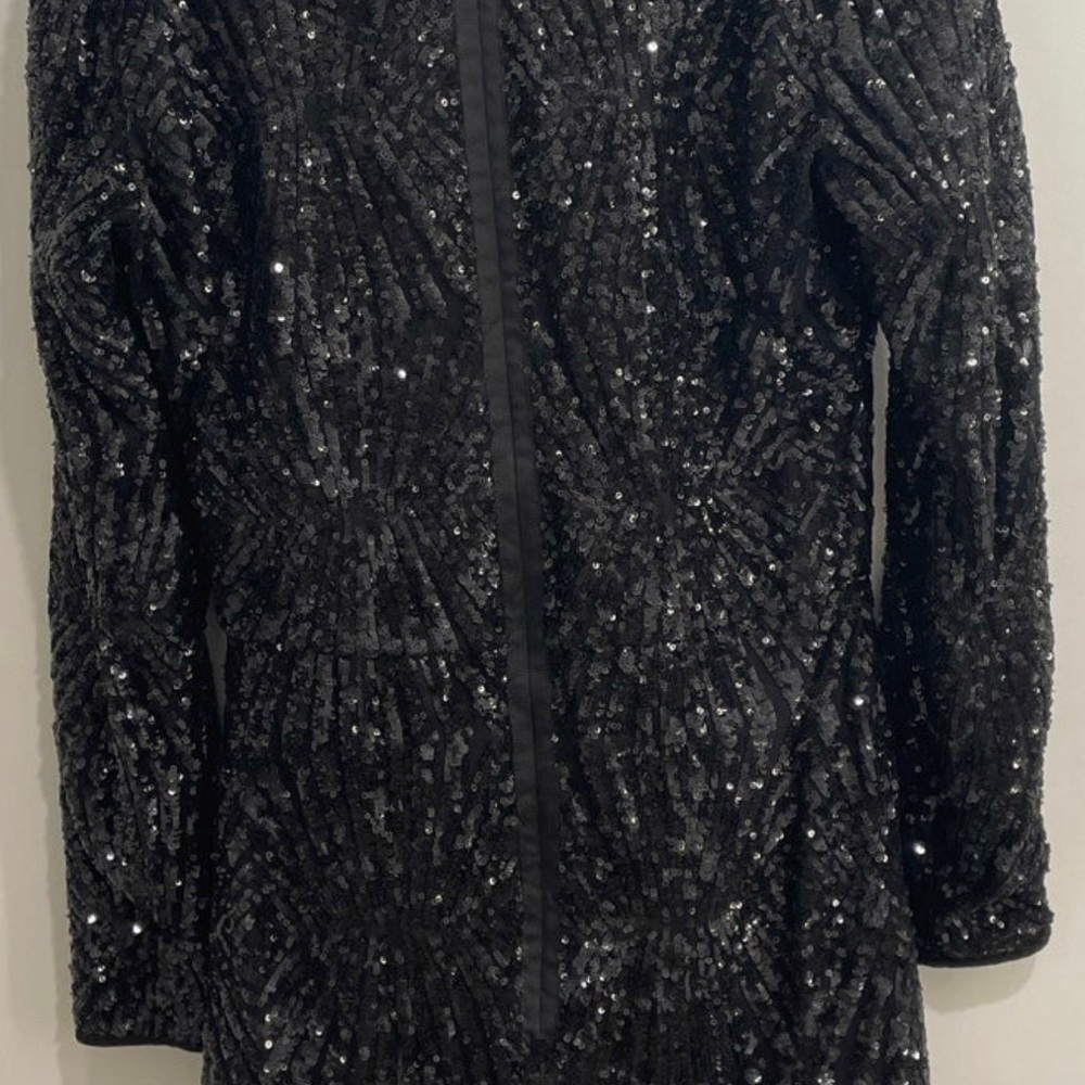 Black Sequins v-neck dress by Saylor from Revolve - Picture 6 of 8